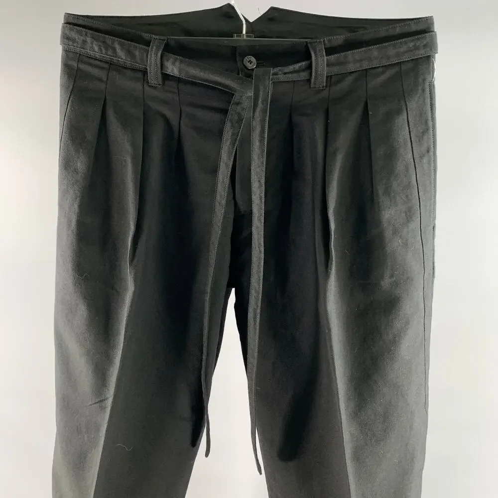 VISVIM Size L Black Wool Linen Waist Tie Pants